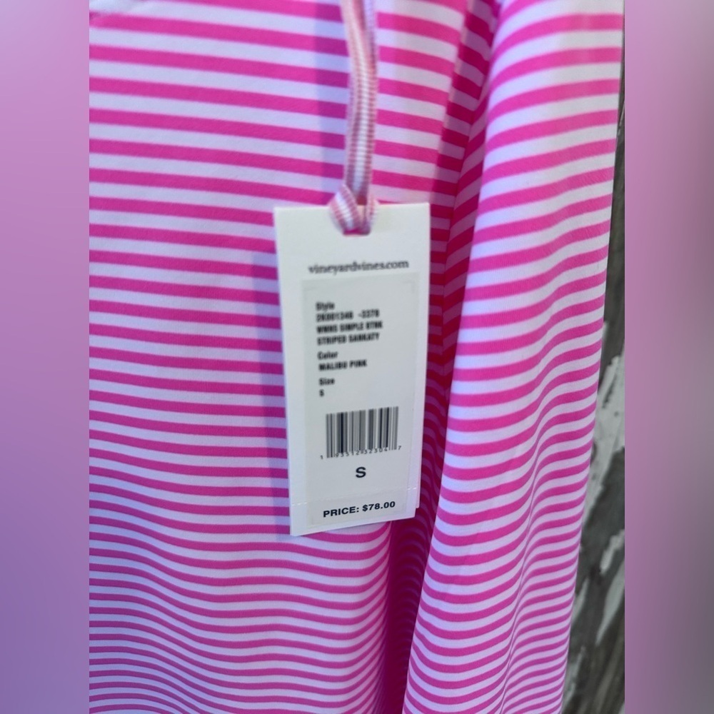 Vineyard Vine Striped Sankaty Boatneck top NWT Malibu Pink size small - Picture 7 of 9
